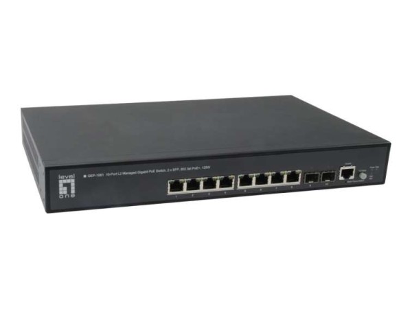 Switch LevelOne 10-Port L2 2xSFP 802.3at + 125W GEP-1061 GEP-1061