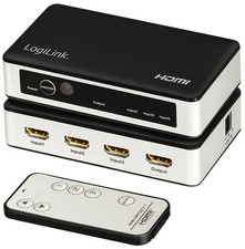 LogiLink 4K/60Hz HDMI Switch, 3-fach, schwarz/silber