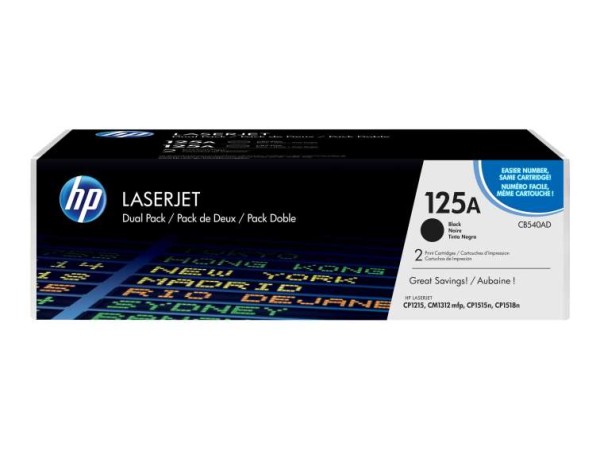 HP 125A 2er Pack Schwarz LaserJet Tonerpatrone (CB540AD) CB540AD
