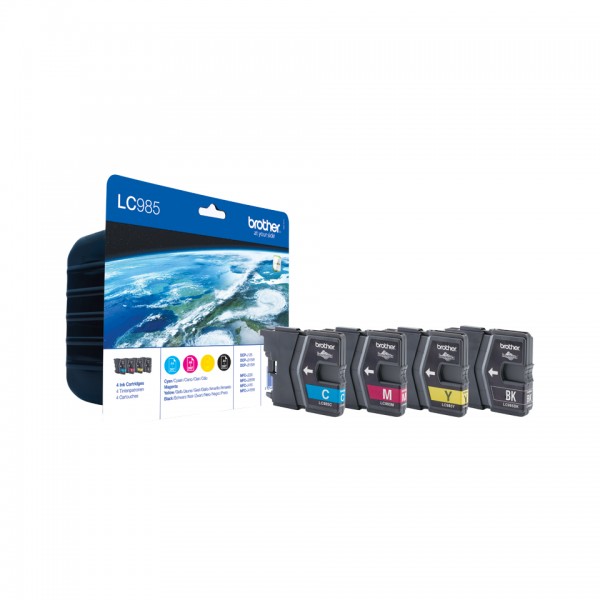 BROTHER LC985VALBPDR 4er Pack Schwarz, Gelb, Cyan, Magenta Tintenpatrone LC985VALBPDR