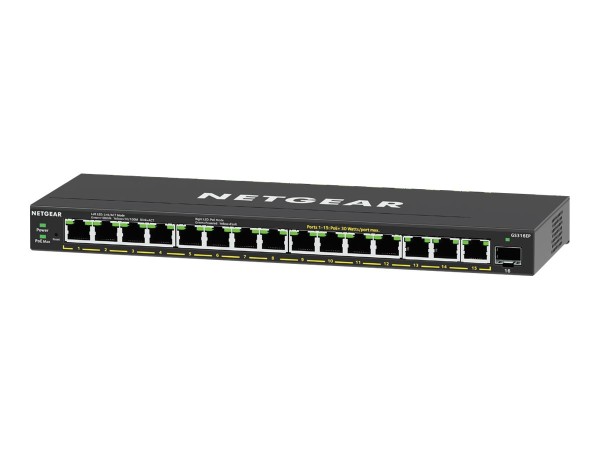 NETGEAR 16PT GE Plus Switch W/ POE+ GS316EP-100PES