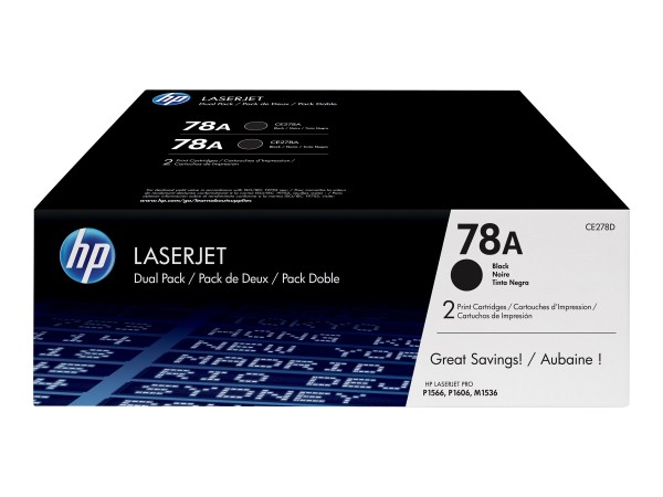 HP HP 78A 2er Pack Schwarz LaserJet Tonerpatrone (CE278AD)