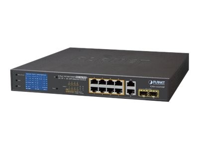 PLANET TECHNOLOGY Planet GSD-1222VHP 8-Port 10/100/1000T 802.3at PoE + 2-Po GSD-1222VHP