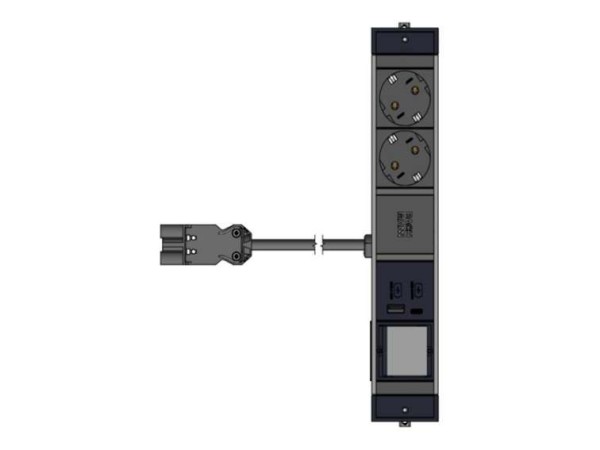 BACHMANN DESK RAIL 2xCEE7/3 941.304 1xUSB A&C 22W 1xCM 2,0m GST18 941.304