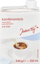 Jeden Tag Kondensmilch, teilentrahmt, 4% Fett, 340 g = 316ml