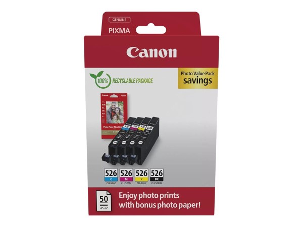 CANON CLI-526 BK/C/M/Y Photo Value Pack 4540B019