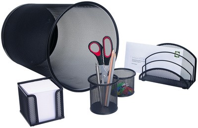 WEDO Schreibtisch-Set Office, aus Drahtmetall, silber