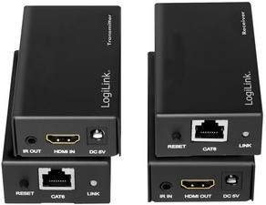 LogiLink HDMI Extender Set über LAN, POC/IR, 60 m, schwarz