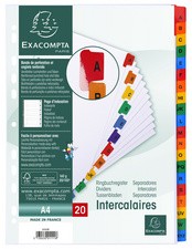 EXACOMPTA Karton-Register A-Z, DIN A4, weiß, 20-teilig