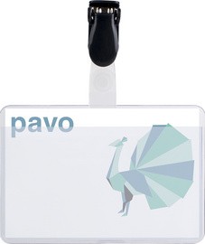 pavo Namensschild, mit Clip, 60 x 90 mm, transparent