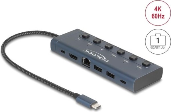 DELOCK DELOCK USB Type-C Dockingstation 4K 90W mit Schalter