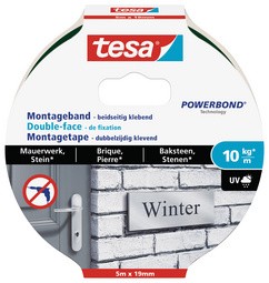 tesa Powerbond Montageband für Mauerwerk, 19 mm x 1,5 m