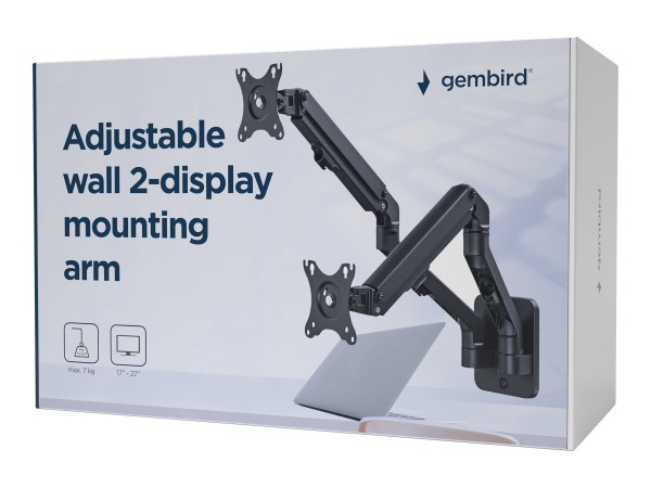 GEMBIRD GEMBIRD Verstellb. Wandarm 2 Displ. , 17 27 Zoll, bis 7 kg