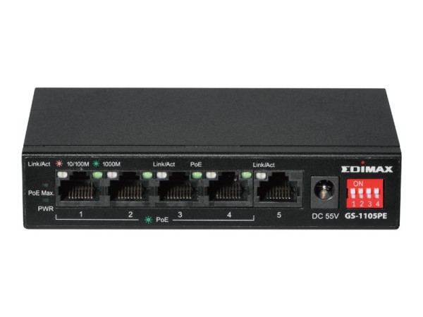EDIMAX GS-1105PE Long Range 5-Port Gigabit Switch with 4-Port PoE+ GS-1105PE