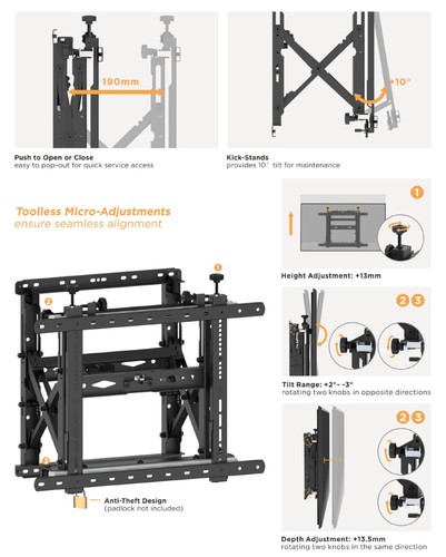 EQUIP EQUIP Wandhalterung 45"-70"/70kg 1TFT 1Gelenk Push-In-Pop sw
