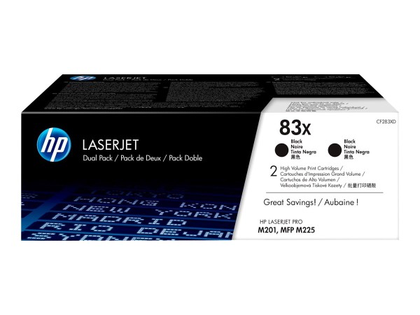 HP HP 83X 2er Pack Schwarz LaserJet Tonerpatrone (CF283X)
