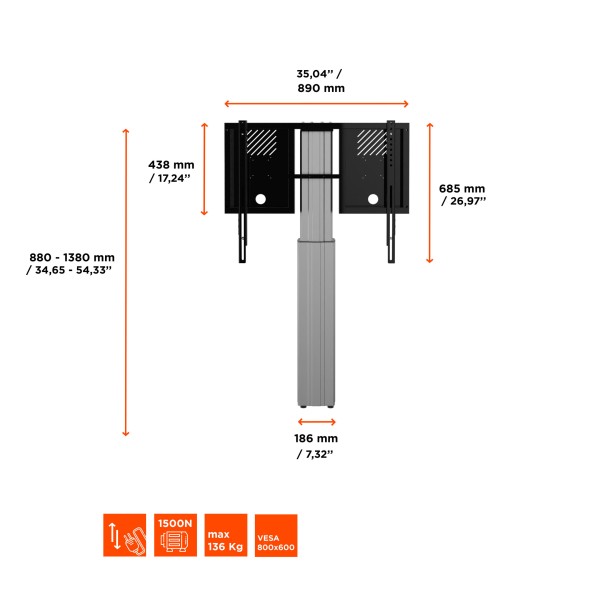 CELEXON CELEXON Expert elektrisch höhenverstellbarer Display-Ständer Adjust-4275WS mit Wandbefestigung - 5