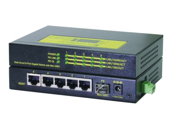 ROLINE Industrie Gigabit Switch, 5x RJ-45, 1x LC, managebar 21.13.1159