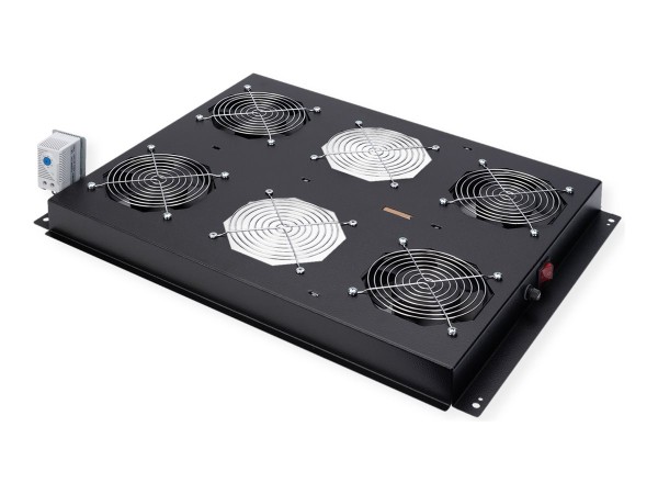 ROLINE 48,26cm 19Zoll Dachluftereinheit 4 Lufter Thermostat schwarz 26.21.0108