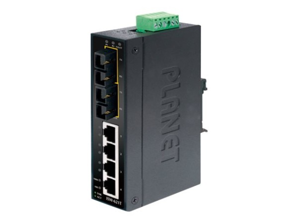 PLANET TECHNOLOGY PLANET TECHNOLOGY Planet Industrial Fast Ethernet LWL Switch ISW-621T, 4x 100/10 Mbit/s (RJ45), 2x 1