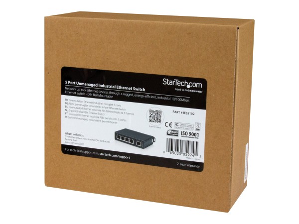 STARTECH.COM Industrieller 5 Port Ethernet Switch zur DIN-Schienen Montage IES5102