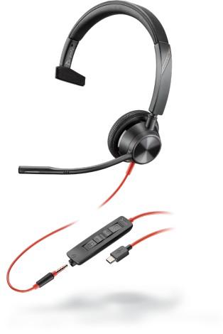 Poly Blackwire 3315 - Kopfhörer - Kopfband - Büro/Callcenter - Schwarz - Rot - Monophon - PTT - Abspielen/Pause - Track < - Ortung > - Lautstärke + - Lautsärke -
