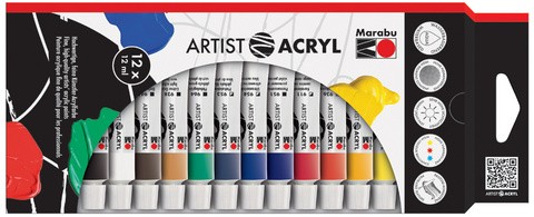 Marabu Acrylfarben-Set "Artist Acryl", 12 x 12 ml