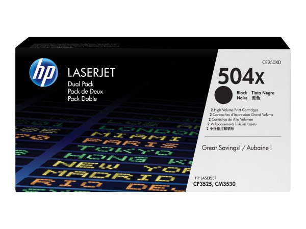 HP HP 504X 2er Pack Schwarz LaserJet Tonerpatrone (CE250XD)
