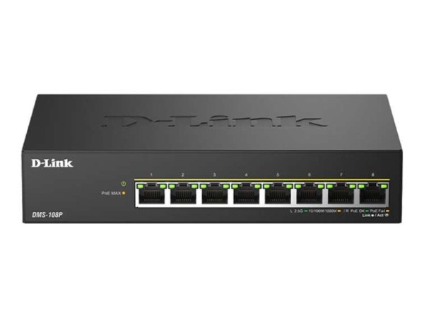 D-LINK DMS-108P/E 8-Port Multi-Gigabit Unmanaged PoE Switch DMS-108P/E