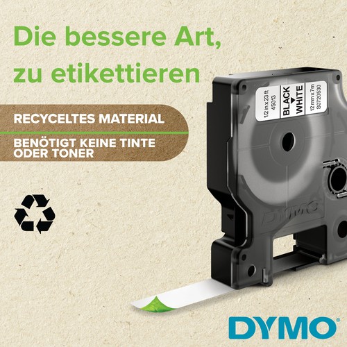 DYMO 1x10 Dymo D1 Schriftband 12mmx7m schwarz auf weiß (2093097) 2093097