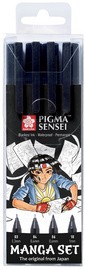 SAKURA Manga-Set PIGMA SENSEI, 4er Etui, schwarz