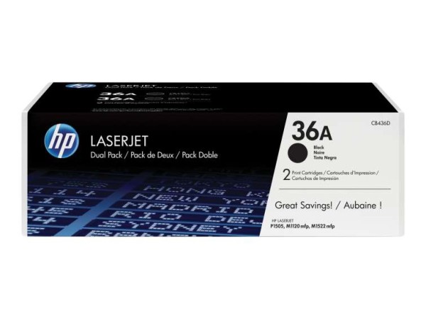 HP 36A 2er Pack Schwarz LaserJet Tonerpatrone (CB436AD) CB436AD