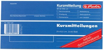 herlitz Formularbuch "Kurzmitteilung", 1/3 A4 quer