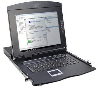 DIGITUS 19" Konsole mit KVM Switch, 16 Port, mit TFT Monitor