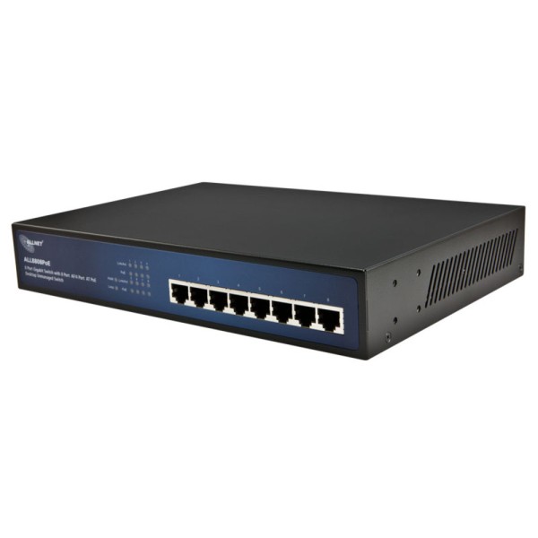 ALLNET Switch unmanaged 8 port Gigabit HPoE, 4x PoE+ oder 8x PoE, lüfterlos ALL8808POE
