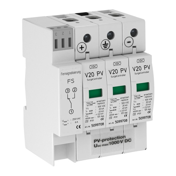 OBO BETTERMANN OBO SurgeController V20 V20-C 3PHFS-1000 3pol 1000VDC f.Photovoltaik 5094574