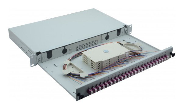 HERWECK Helos LWL 19" Spleissbox 24 x LC Duplex OM4 spleißfertig grau