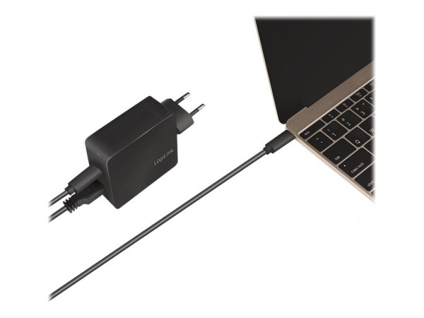 LogiLink USB-Steckdosenadapter, 2x USB, schwarz, 65 Watt