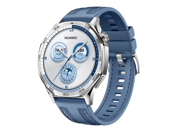HUAWEI HUAWEI Watch GT5 46mm (Vili-B19W) (silber, blaues, gewebtes Armband)