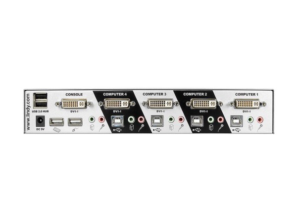 LINDY LINDY 4 Port DVI-I Single Link USB 2.0 und Audio KVM Switch Pro