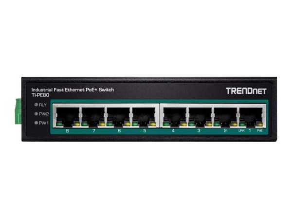 TRENDNET 8-PORT IND.FAST ETH POE+ SWITC TI-PE80