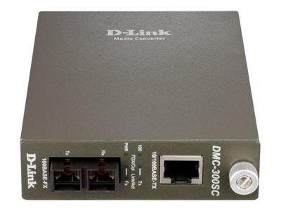 D-LINK D-LINK Fast Ethernet Konverter, 10/100 Mbit/s TP (RJ-45) zu 100 Mbit/s FX Multimode (SC-Duplex),