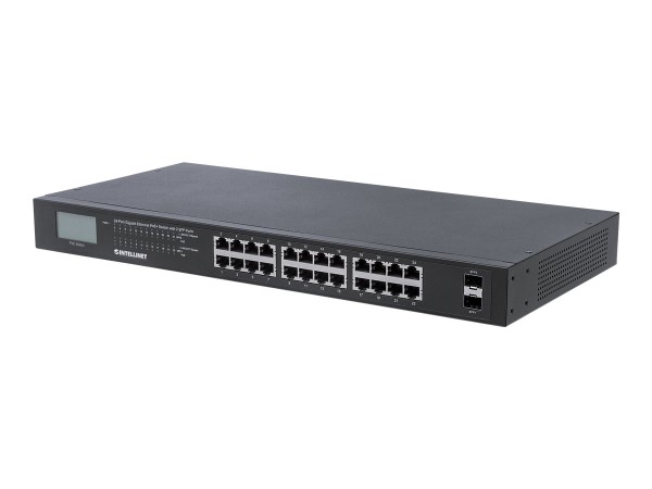 INTELLINET PoE+ Switch 24-Port Gigabit mit 2 SFP-Ports 370W 561242