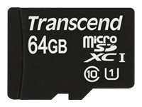 TRANSCEND 64GB MicroSDXC Class10 UHS-1 w/adapter TS64GUSDU1