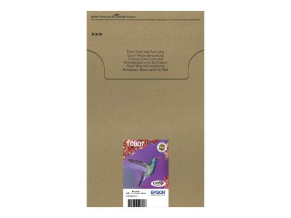 EPSON T0807 Easy Mail Packaging 6er Pack Schwarz, Gelb, Cyan, Magenta, hell C13T08074510