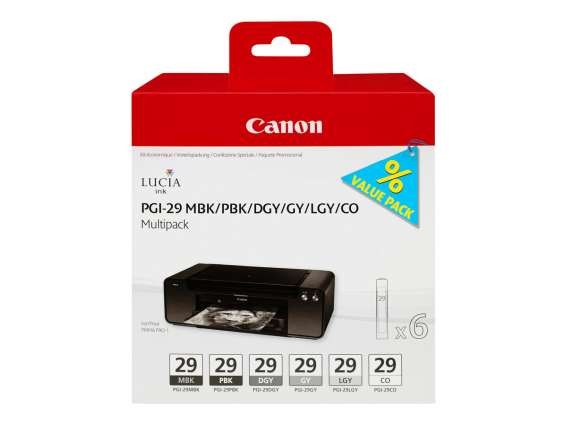CANON PGI 29 MBK/PBK/DGY/GY/LGY/CO Multipack 6er Pack Grau, Hellgrau, Dunke 4868B018
