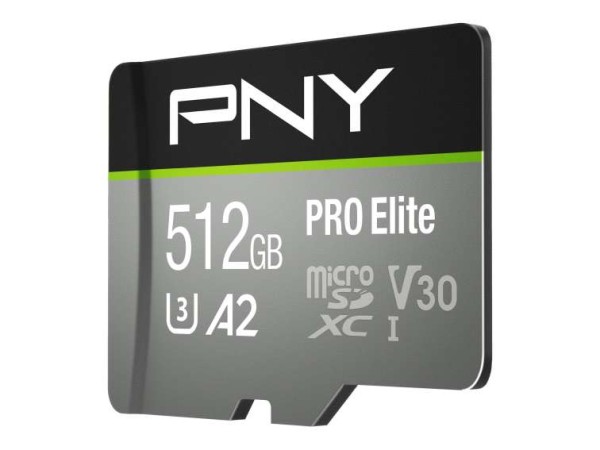 PNY MICRO-SD Card PRO ELITE 512GB Class 10 XC UHS I U3 A1 V30 SD adapter P-SDUX512U3100PRO-GE