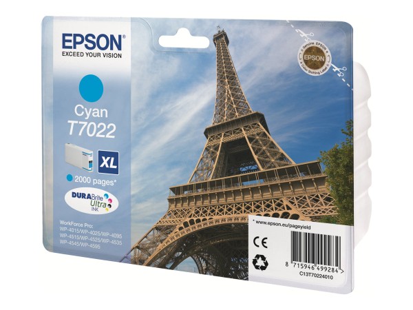 EPSON T7022 Größe XL Cyan Tintenpatrone C13T70224010