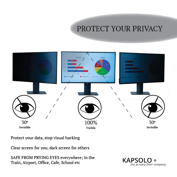KAPSOLO 2-Way Plug In Privacy Screen for 68 58cm (27") Wide 16:9 KAP11019 KAP11019