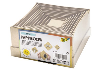 folia Pappboxen NATUR, eckig, 12 Stück sortiert